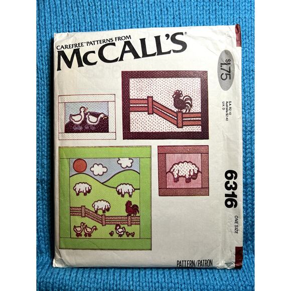 McCalls 6316 Quilt Pattern pillows farm animals sheep rooster geese chicken - Picture 1 of 10